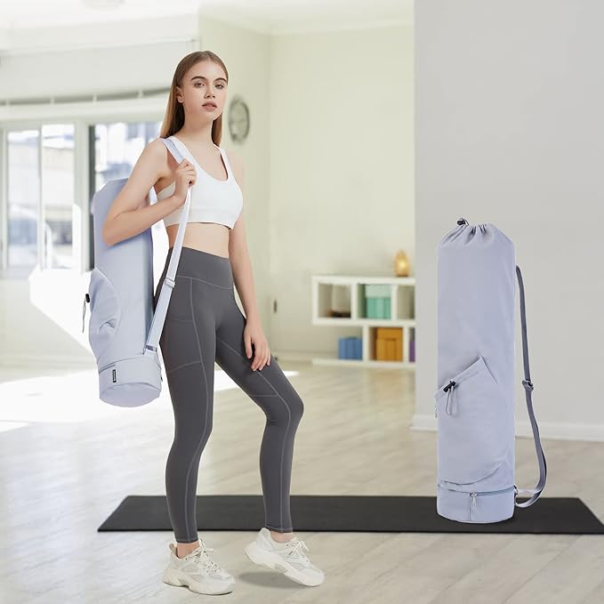 sportsnew Yoga Mat Bag with Water Bottle Pocket and Bottom Wet Pocket, Exercise Yoga Mat Carrier Multi-Functional Storage Bag, Patent pending