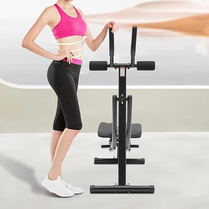 Ab Machine, 330lbs Load Abdominal Crunch Trainer Fit Waist Cruncher Core Toner Home Gym Core Workout Equipment Foldable Fitness Equipment with Silent Roller for Home Companies Gyms