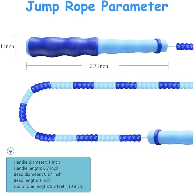 Jump Rope for Kids Girls and Boys, Soft Beaded Jump Ropes, Adjustable Skipping Rope, Tangle-Free Segmented Rope for Kid and Women Men Adults Exercise, Keeping Fit, Training - 9.2Ft
