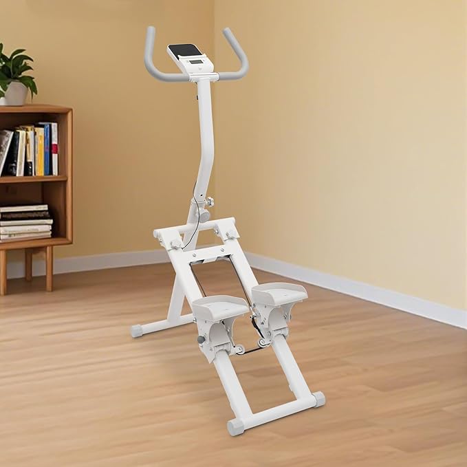 DYRABREST Foldable Stair Stepper Machine with Resistance Bands, 3-Level Vertical Climber with Digital Monitor, 264 lbs Capacity Home Cardio Workout Equipment for Small Spaces (White)