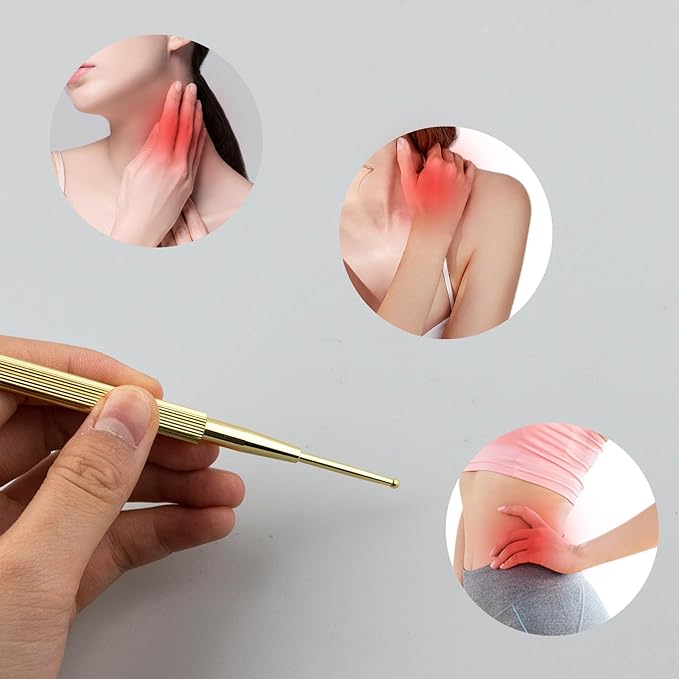 3PCS Massage Tools, Manual Acupuncture Pen, Stainless Steel Acupressure Stick, Facial Reflexology, Dual Head Massage Tool for Full Body Pain Relief
