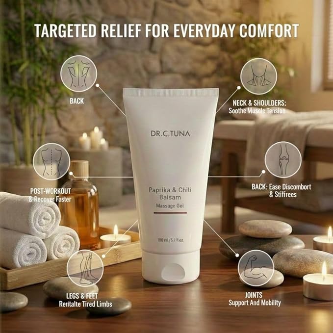 FARMASi Paprika & Chili Balsam, Soothing Warming Massage Gel, Helps Ease Muscle Tension and Supports Relaxation & Recovery, Smooth Non-Greasy Body Balm, 5.1 fl oz