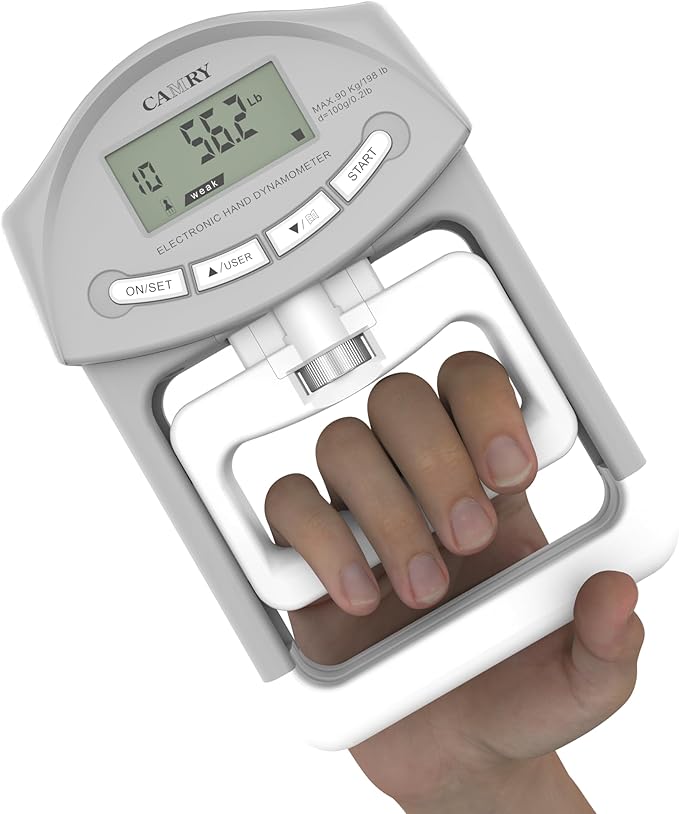 CAMRY Digital Hand Dynamometer Grip Strength Measurement Meter 198Lbs / 90Kgs Auto Capturing Electronic Hand Grip Power