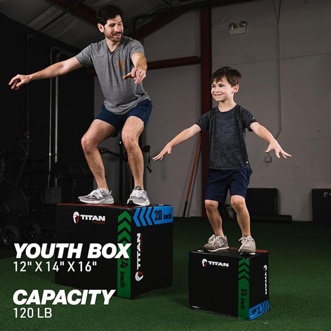 Titan Fitness Heavy Foam Plyometric Box - Pro-Duty HIIT Exercise Foam Plyo Step-Up, Box Squat, Home Garage Gym Training, Youth & Regular Sizes