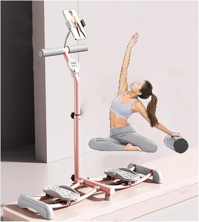 Foldable Skiing Exerciser Ski Machine Collapsible Leg Magic Machine Leg Strength Split Exerciser Core Strength Training Instrument for at Home Gym Pink(Pink,Bracket Type)