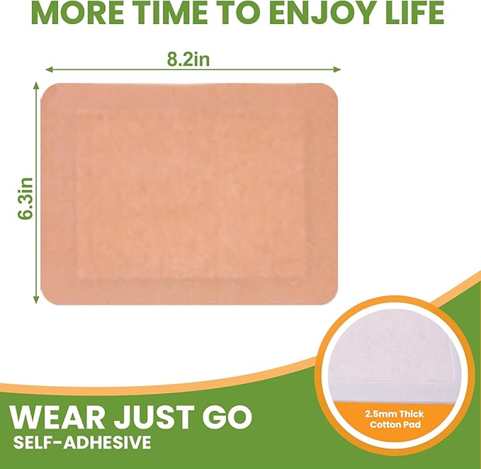 20Pcs Castor Oil Pack Wrap Size 8.2 * 6.3in for Pure Castor Oil, No Washing Self Adhesive with High Absorbent Organic Cotton Flannel, Anti Massage Oil Leak, Design for Women Men