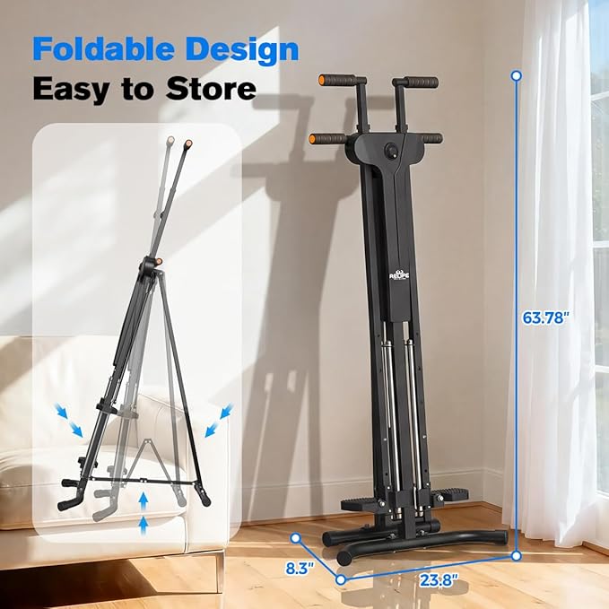 Relife Vertical Climber Exercise Machine for Home Gym with 4 Metal Guide Rails Folding Exercise Climber Step Fitness Machines Cardio Workout Machine 5-Level Heights Stair Stepper 2026 Newer Version