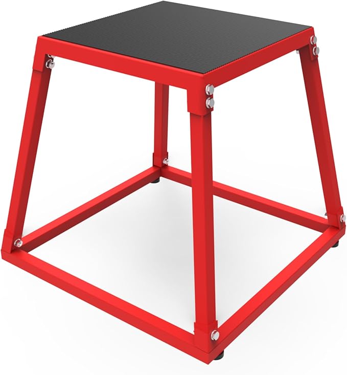 Steel Plyometric Jump Box, 12-30 Inch Anti-Slip Plyo Box with Textured Rubber Top, Jump Bench , Step Up Exercise Platform for Box Jumps, Step-Ups, Dips, and Push-Ups Targeting for Home Gym Workouts