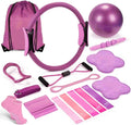 Pilates Ring Circle Fitness Set 17 pcs Equipment Accessories Workouts Includes Pilates Ball Magic Circle Yoga Ring Knee Pads and Resistance Bands for Women Set Gift for Women Weight Loss