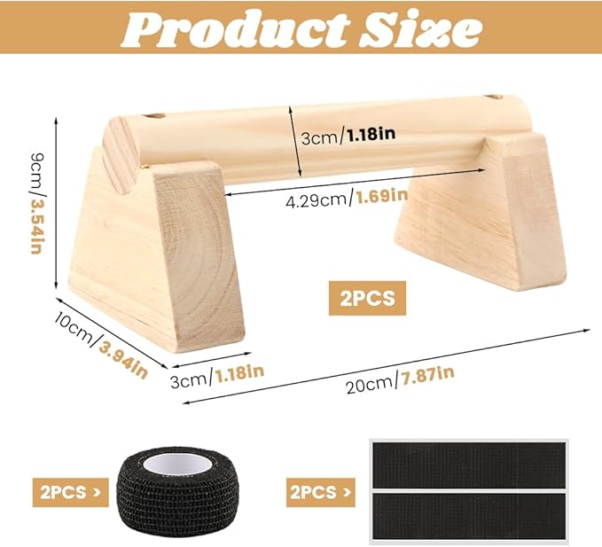 Wooden Push Up Bars, Parallettes Bars for Calisthenics, Wood Calisthenics Equipment for Handstand Training, Push Up Handles for Floor Exercise Home Workout for Men Women