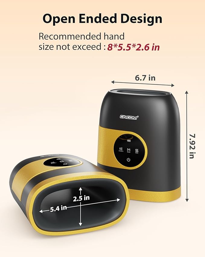 CINCOM Upgraded Hand Massager, Cordless Hand Massager with Heat and Compression for Arthritis, Carpal Tunnel and Stiff Joints, Fathers Mothers Day Gifts (Black & Yellow)