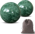 Traditional Chinese Baoding Balls, Marble Health Exercise Stress Relief Balls, Dark Green, 2-Piece Set (Dark Green, Medium-1.57")