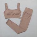 Women Gym Suit Fitness Set Sports Clothing Women Gym Clothing Yoga Clothing Yoga Sets Fitness Suit (Color : Brown Bra Set, Size : Large)