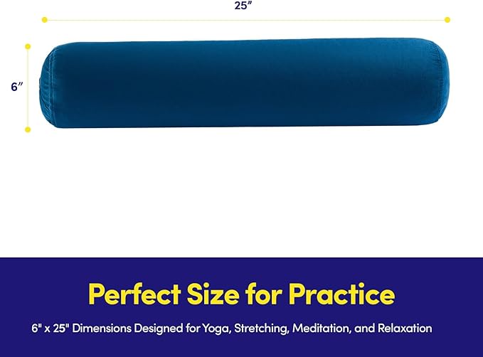 Meditation Cushion Bolster Pillow for Restorative Yoga – Supportive Cushion for Meditation, Pilates, and Relaxation – Filled with Buckwheat Hulls - Removable Cover