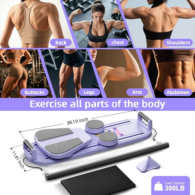Pilates Board,Portable Home Gym for Women,Multifunctional Pilates Workout Equipment Include Ab Board, Ab Core Trainer,Resistance Bands,Abs Core Workout Equipment