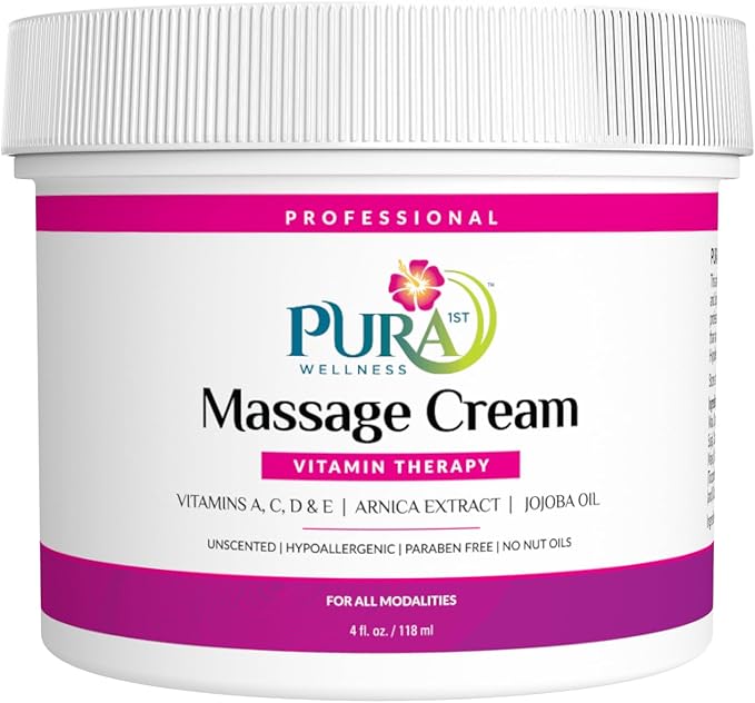 Vitamin Therapy 4 Fl oz Massage Cream, Vitamin E, Professional, Massage Therapy, Deep Tissue, Unscented, Hypoallergenic, Natural Ingredients, Skin Hydrating, Moisturizing, Muscle Relief