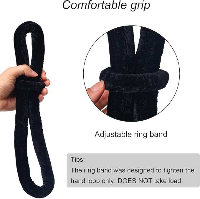 PRIOR FITNESS Upgraded 17.71" Lyra Aerial Hoop Hand Loop Strap Noose for Yoga Aerial Acrobatics Strength Training Black