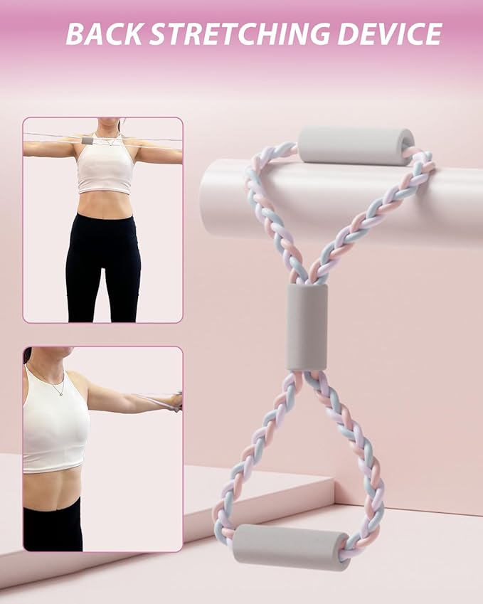 Pilates Equipment Kit for Home Workout, Home Pilates Essentials Kit Magic Circle Ring and Ball Set, Adjustable Ankle Wrist Weights, Resistance Bands, Fitness Equipment Accessories