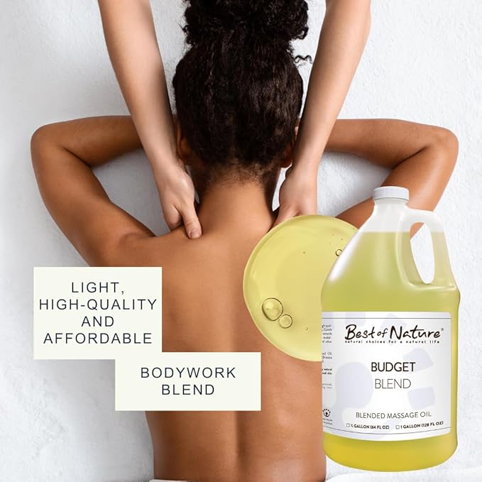 Best of Nature Budget Blend Massage & Body Oil - Affordable, Lightweight Moisturizer for Therapists & Spas, Gallon (128 fl oz) Bulk Size