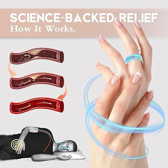 Stainless steel lymphatic magnetic therapy ring, adjustable fatigue relief sleep magnetic finger ring, open magnet unisex ring