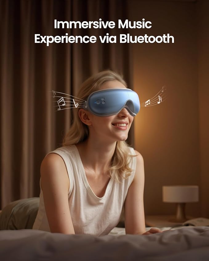 RENPHO Eye Massager with Heat, Birthday Valentines Day Gifts, Migraine Massager with Remote, Compression, Silent Mode, Bluetooth, Heated Sleep Mask for Strain Relief, Stye Eye, Improve Sleep
