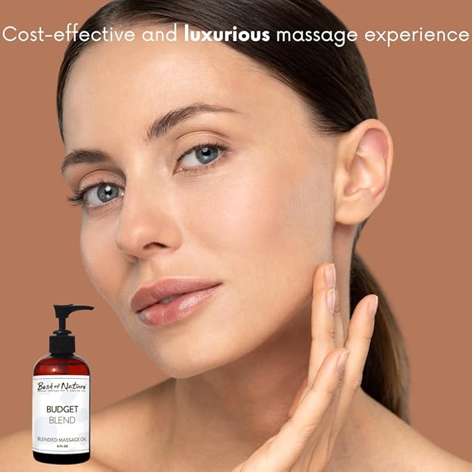 Best of Nature Budget Blend Massage & Body Oil - Affordable, Lightweight Moisturizer for Therapists & Spas, Bulk Size Available - 8 fl oz