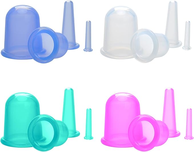 lychee Anti Cellulite Cupping Therapy Set for Family 4Pcs Silicone Vacuum Massage Cups - Chinese Cupping Kit for Body and Massager for Adults Home Use (Light Purple)