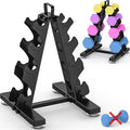 TomCare 6-Tier|5-Tier|4-Tier Dumbbell Rack Stand Only, Weight Rack for Home Gym Storage Stand for Weights Metal A-Frame Strength Training Dumbbell Holder with Handle (Dumbells not Included)