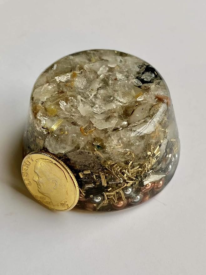 Rutilated Gold Quartz Orgone Generator Energy Accumulator 528Hz/7.83Hz/Advance Harmonics Many Beautiful Ingredients and Colors! (Bionized Rutilated Gold Quartz)
