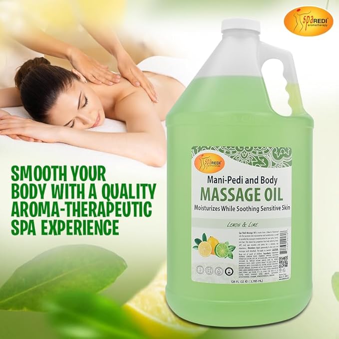 SPA REDI Professional Massage & Pedicure Oil High-Glide Transdermal Treatment & Backbar Staple Liquid Skin-Repair Technology for Botanical Skin Barrier Repair to Stop Oily Residue (1 Gallon)
