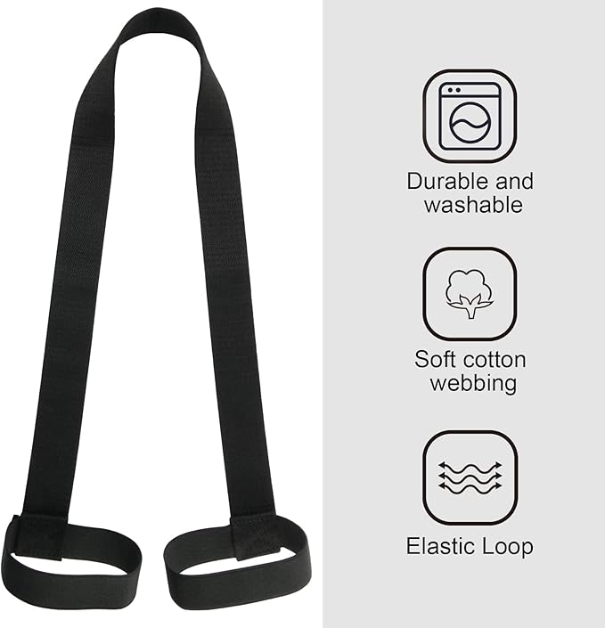 Cosmos Yoga Pilates Mat Strap - Looped Sling/Harness/Carrier Strap with Stretching Band Loops for Pilates, Exercises & Aerobics Mat Carrying - Soft & Durable Cotton, Black