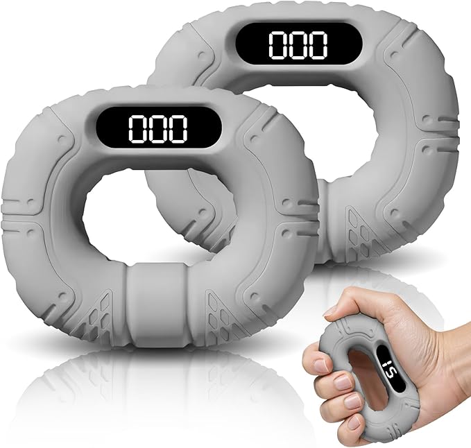 Upgraded Hand Grip Strength Tester Trainer, Rechargeable Digital Hand Dynamometer Grip Strengthener with LCD Display, Portable Finger Exerciser for Home Gym Office Sports Training