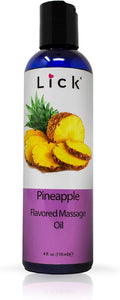 Lick Pineapple Flavored Massage Oil – Sweet Tropical Edible Massage Oil with Vitamin E, Smooth Body-Safe Glide for Couples Massage & Sensory Date Nights, 4 oz