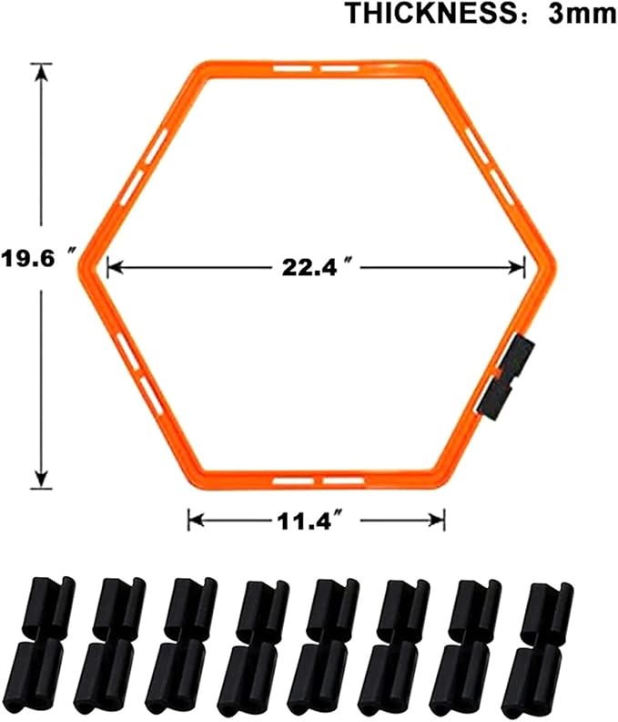 Compatible for 60cm Hexagon Agility Rings Training Ladder Speed Hurdles Soccer Basketball Rugby Gym Equipment