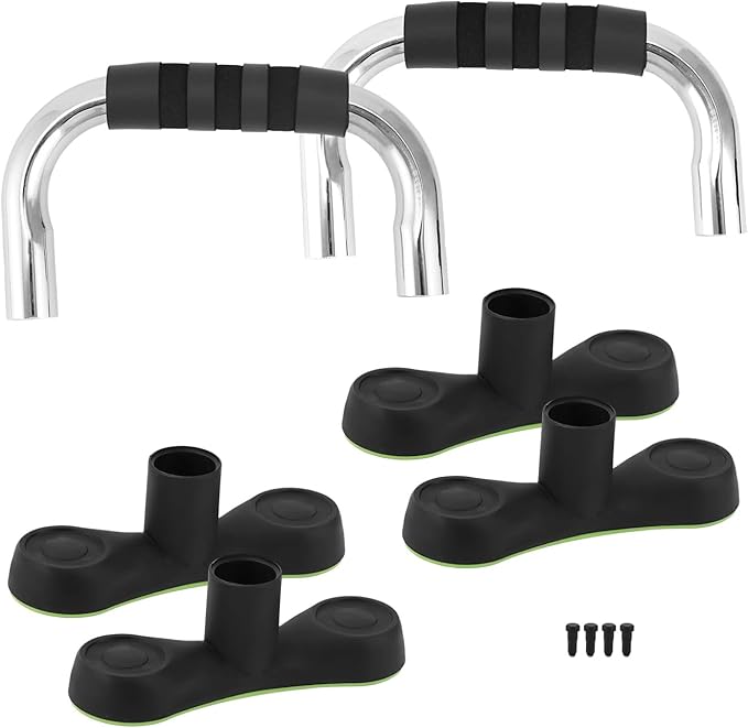 QWORK Steel Push Up Handles for Floor, Portable Push Up Stands with Non-Slip Grip, Angled Incline