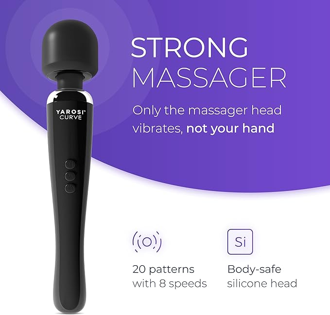 Yarosi Curve Therapeutic Device - 8 Powerful Speeds and 20 Patterns - for Muscle Aches and Sports Recovery - Rechargeable - Travel Friendly - Black