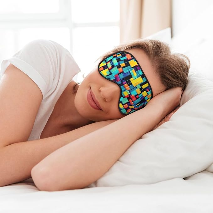 Square Geometry Diagram Head-Mounted Double-Sided Light-Blocking Sleeping Eye mask to Protect Eyes and Relieve Eye Fatigue