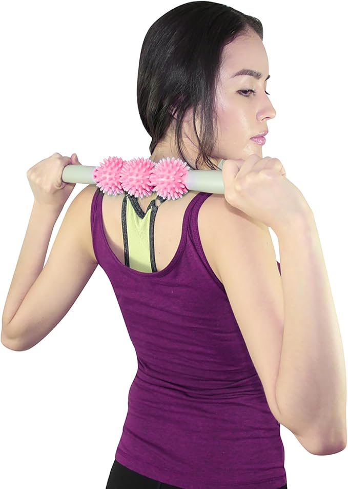 Coolife Fascia Muscle Roller - Cellulite Massager - Fascia Roller for Cellulite and Sore Muscles - Neck, Leg, Back, Body Deep Tissue Massage Stick Tools - 3 Balls Size Version