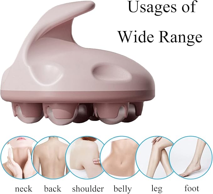WMM Hand Held Massager, Full Body Massage Tool with Roller Ball Massager Manual 360-degree-roller for Muscle Back Neck Joint Foot Shoulder Leg Pain Relief with Portable Design