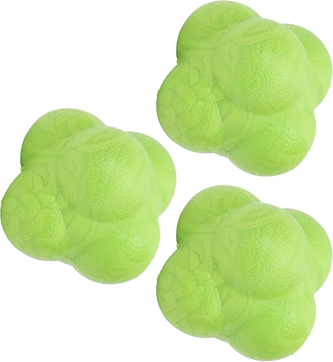 Reaction Ball, 3Pcs Hex Bounce TPR Balls for Hand Eye Coordination Training, Agility Drills for Baseball Football Basketball Soccer