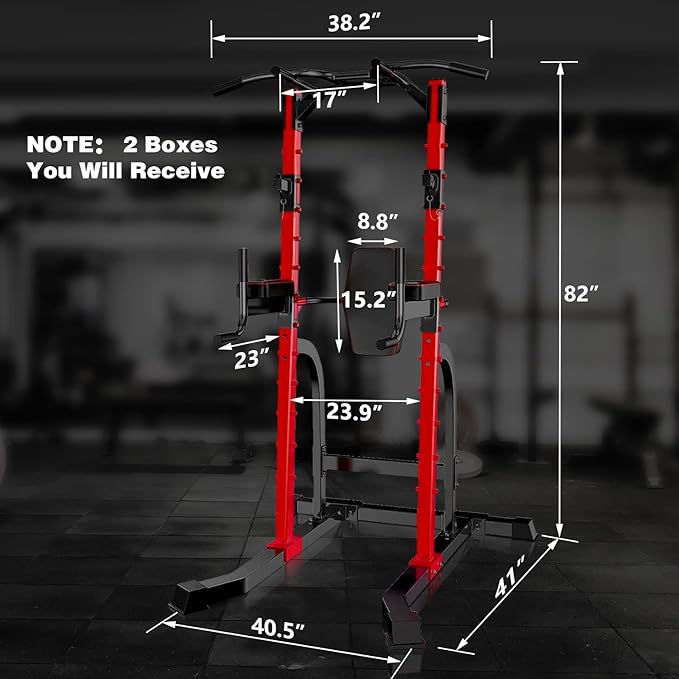 ZENOVA Pull Up Bar Station Power Tower, Adjustable Height Dip Bar for Home Gym Multi-Function Strength Training Workout Equipment