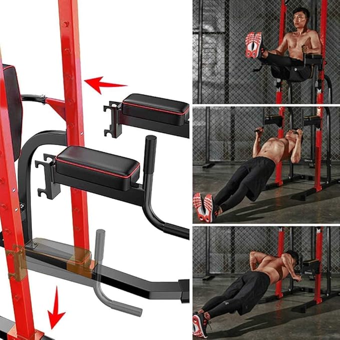 ZENOVA Pull Up Bar Station Power Tower, Adjustable Height Dip Bar for Home Gym Multi-Function Strength Training Workout Equipment