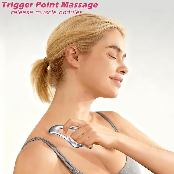 Gua Sha Tool for Face & Eye, Stainless Steel Facial Massage Tool - Depuff & Lifting, Promot Lymphatic Drainage