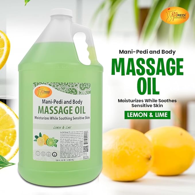 SPA REDI Professional Massage & Pedicure Oil High-Glide Transdermal Treatment & Backbar Staple Liquid Skin-Repair Technology for Botanical Skin Barrier Repair to Stop Oily Residue (1 Gallon)