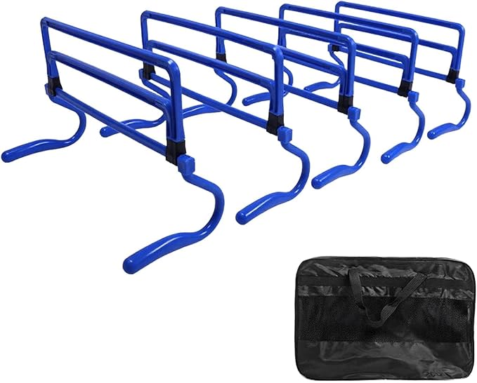 5Pcs Agility Training Hurdles Agility Speed Training Equipment Adjustable Height for Soccer Outdoor Sports Foot Exercise, Blue