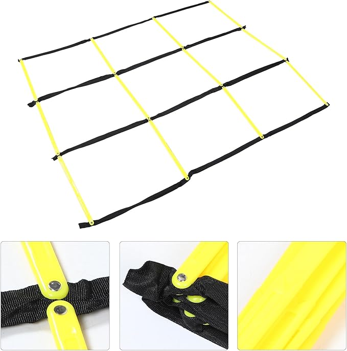 GLEAVI Multifunctional Football Agility Ladder Rope Ladder for Sports Training Foldable Yellow Speed and Footwork for Soccer Agility Drills and Fitness Exercises
