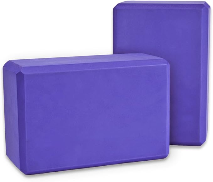 YogaAccessories High Density and Lightweight Foam Yoga Blocks - Strength and Flexibility Aid (Set of 2)