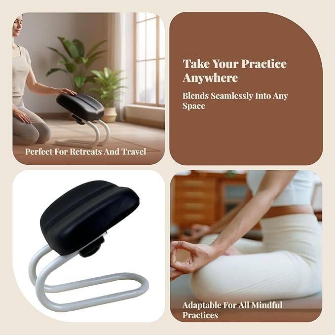 Kneeling Meditation Stool, Prayer Bench Adjustable Height, Portable Meditation Bench, for Studio Yoga Praying Prayer, Black