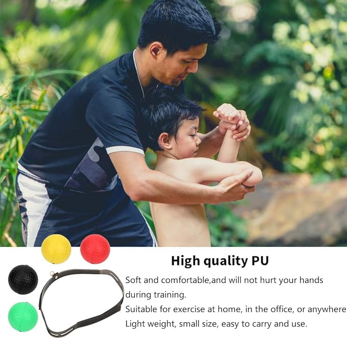 Keenso Boxing Reflex Ball, Boxing Training 4-Piece Set, Head-Mounted Adjustable PU Foam Rubber Balls for Reaction Training, Home Gym, Martial Arts, Kids Adults