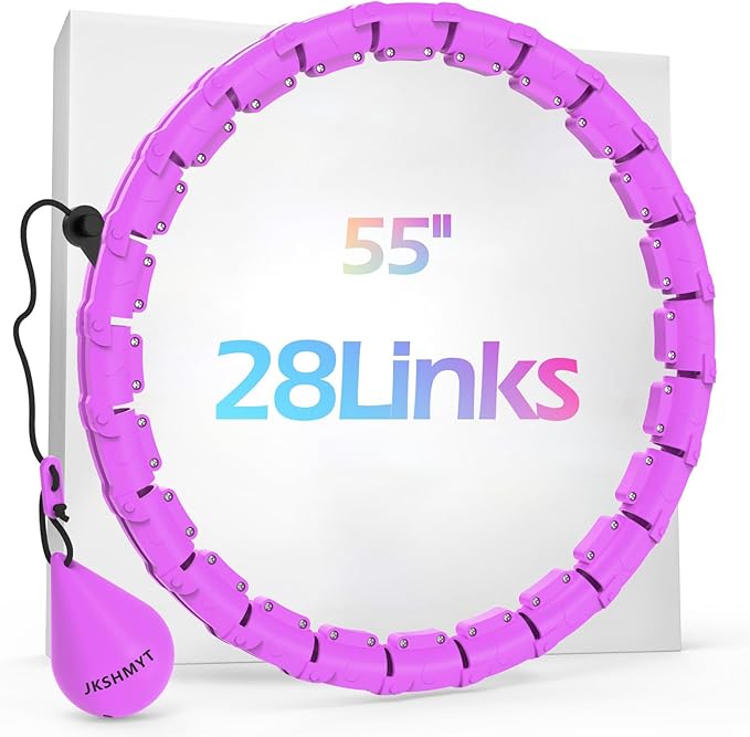 JKSHMYT Weighted Hula Circle Hoops for Adults Weight Loss, Infinity Fitness Hoop Plus Size 47 Inch, 24 Detachable Links, Exercise Hoop Suitable for Women and Beginners